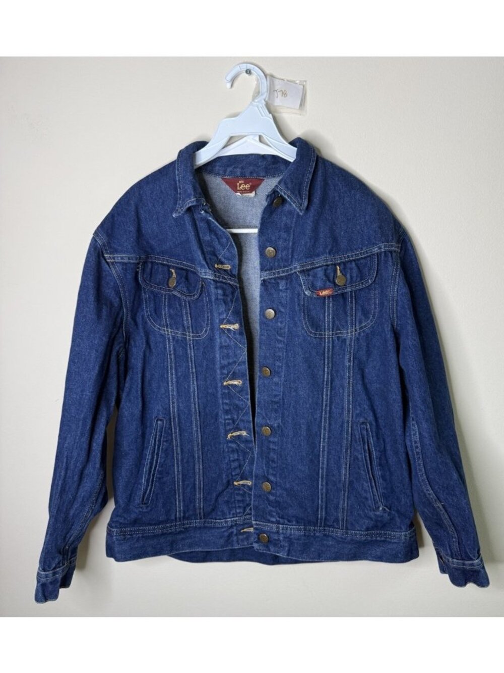 Vintage 80s LEE Denim Jean Jacket Trucker Darkwash USA